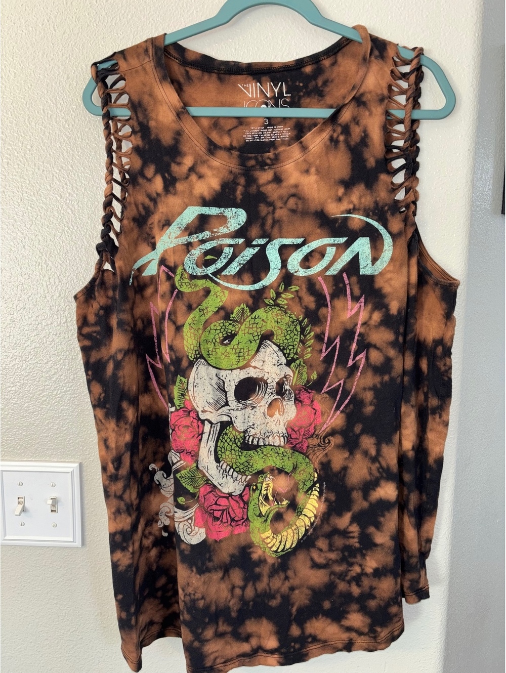 Torrid x Vinyl Icons Poison Band Graphic Slashed Tank Top Tie Dye 3X